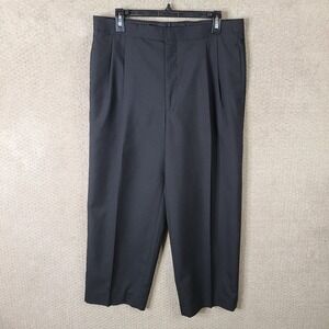 Gerald Austin Pants Mens 35 (34x27) Black Tuxedo Wool Blend Pleated Satin Stripe